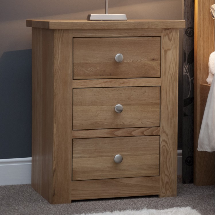 3 drawer narrow shop nightstand